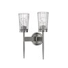 Z-Lite Flair 2 Light Wall Sconce, Antique Nickel & Clear 1932-2S-AN